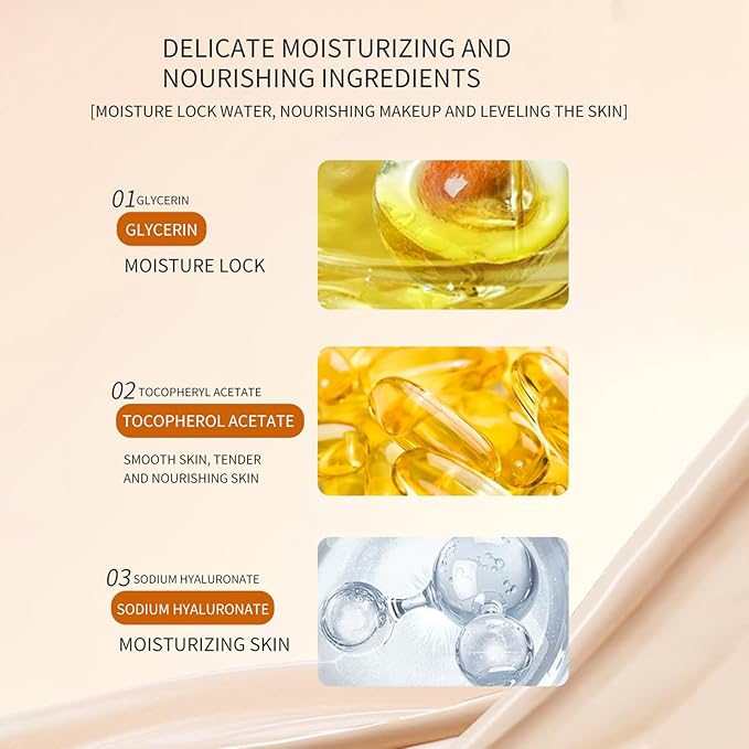 BLUE LOVE Liquid Foundation Makeup Full Coverage - Tinted Moisturizer for Combination & Oily Skin, Waterproof BB Cream Concealer for Mature Skin (Ivory White)