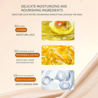 BLUE LOVE Liquid Foundation Makeup Full Coverage - Tinted Moisturizer for Combination & Oily Skin, Waterproof BB Cream Concealer for Mature Skin (Natural)