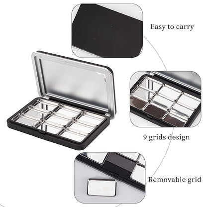 NICENEEDED 2 Pcs Empty Eyeshadow Palette, 9 Grids Blush Pallet Makeup Palette, Eyeshadow Palette Storage Box DIY Travel Makeup Organizer for Powder Blusher