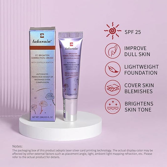 CC Brighten Correction Cream With Centella Asiatica - Improve Skin Dullness - Lightweight Hydration - Soothe & Moisturize - Adjust Skin Tone (Purple)
