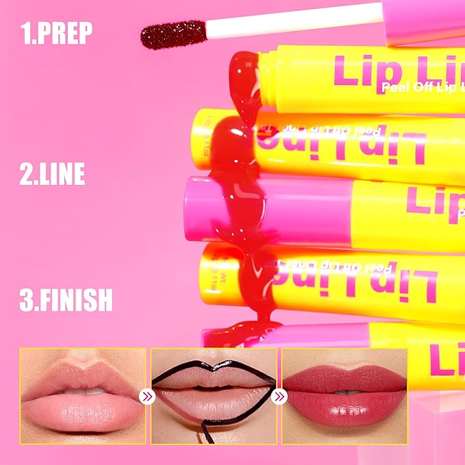 Peel-Off Lip Tint, Moisturizing Highly Pigmented Peel-Off Lip Makeup 24H Color Hold, Waterproof & Smudge-Proof Lip Gloss Long-Lasting Lip Stain for Women, 02#Rose