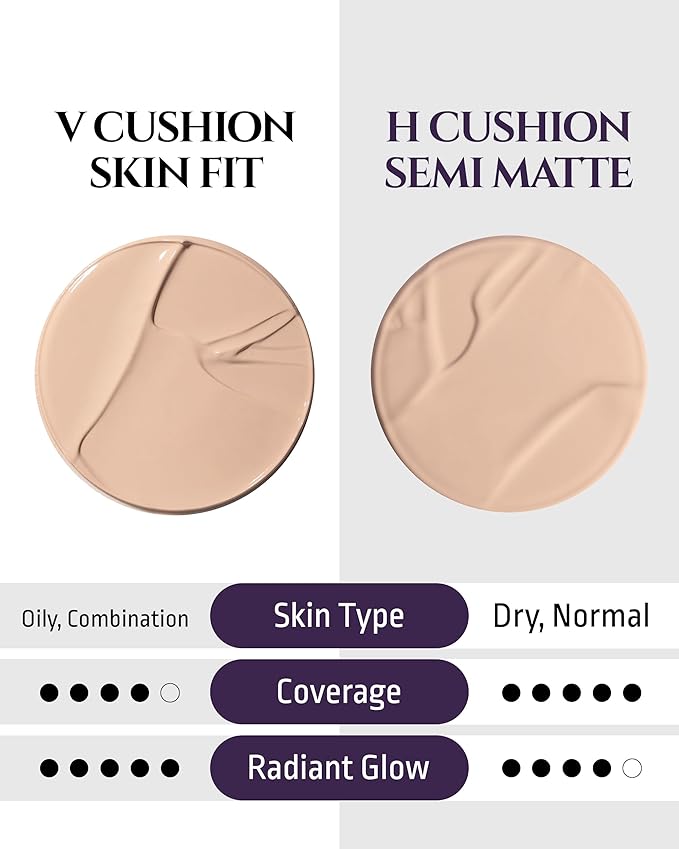 HEVVYMAKEUP H Cushion Semi Matte No.23 Medium Begie - Korean Makeup All Day Flawless Coverage Foundation for Neutral Dry Skin - Poreless Airy Weightless Coverage, 0.35oz.