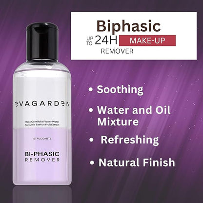 Biphasic Make-Up Remover - Suitable for All Skin Types - Water and Oil Mixture - Eliminates Waterproof Products from Eyes and Lips - Soothing and Refreshing Action Formula - 3.38 oz