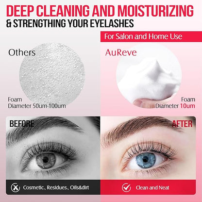 Lash Shampoo for Lash Extensions 60 Ml/2fl.oz Eyelash Extension Cleanser Oil Free Lash Cleanser for Eyelash Care, Gentle Foaming Eyelash Shampoo with Brush for Salon Home Care (Rose 60ml)