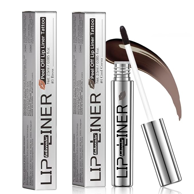 2 Colors Peelable Lip Tint, Peel off Lip Liner Stain, Stay on All Day, Matte Lip Liner Peel Gift Makeup (03+04, SET 2)