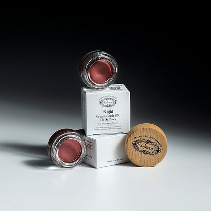 2-in-1 Cream Cheek Blush + Lip Color | Natural Mineral pigment | Soft Lips with natural oils and Vitamin E | 100% Plant ingredients, Vegan (Burgundy/Matte-Night, 0.25fl oz)