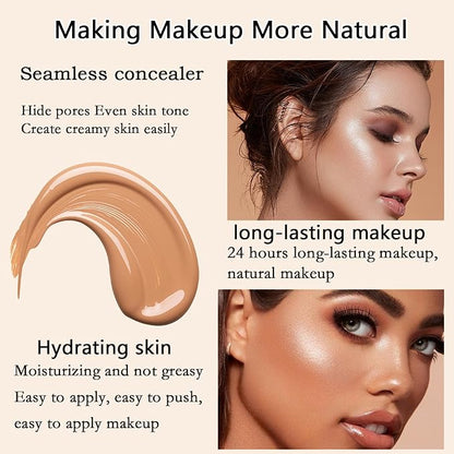 Airbrush Foundation Makeup Spray,Full Coverage Foundation for Waterproof Breathable,Natural Matte Finish,Concealer Moisturizing Foundation for Mature Skin for Smooth Radiant Finish Skin (Warm Honey)