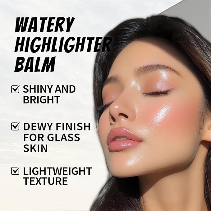 Clear Highlighter Stick for Glass Skin, Dewy Finish Radiance Balm Hydrating Reflective Natural Shimmer Illuminator Stick, Multi-Use Lightweight Creamy Face Highlighter Korean Makeup#01