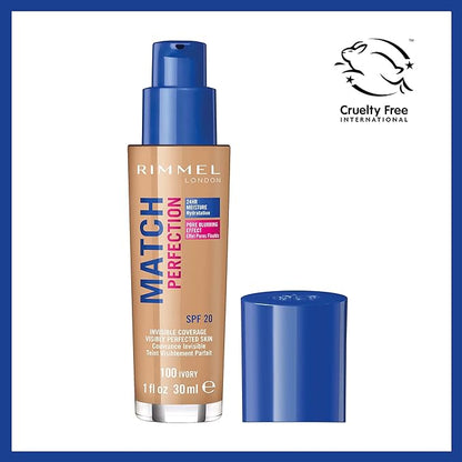 Rimmel London Match Perfection Foundation Spf20 100 Ivory 30ml