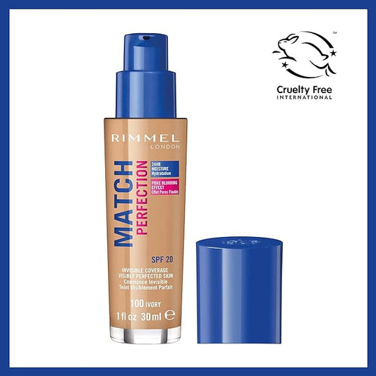 Rimmel London Match Perfection Foundation Spf20 100 Ivory 30ml