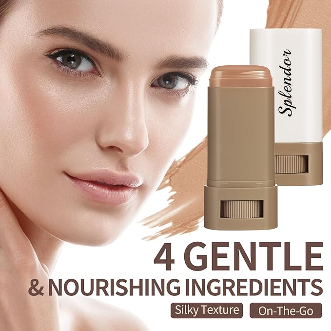 Splendor Serum Enhanced Skin Tinted Balm, Solid Tinted Moisturizing Serum Contour Stick Foundation Face Stick splendor balm, Natural Makeup for Women (5#)