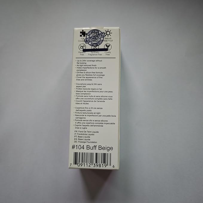 5PCS Liquid PHOERA Foundation Set Matte Liquid Full Coverage Oil Control Breathable Invisible Cover Concealer Foundation with Face Primer, Foundation Brush, Makeup Sponge (104 Buff Beige Makeup Set)