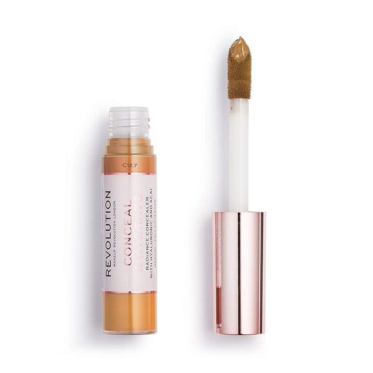Makeup Revolution Conceal and Hydrate Concealer, Full Coverage & Matte Finish, C15 for Dark Skin Tones, Vegan & Cruelty-Free, 0.7 Fl Oz