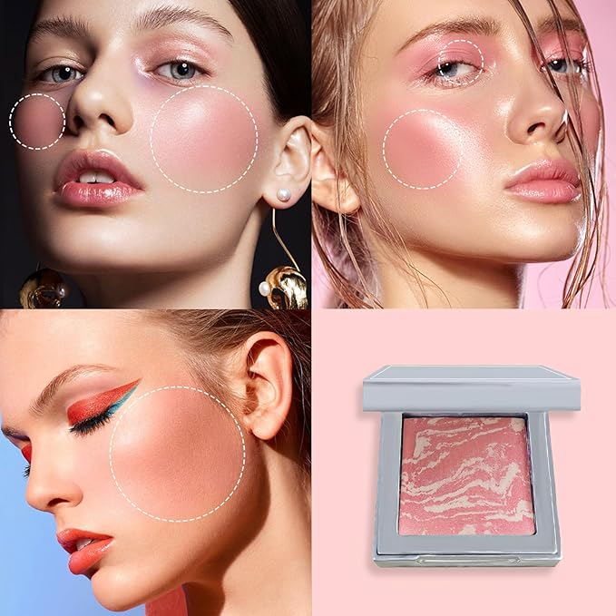 Face Blush Foundation Natural Brightening Silky Moisturizing Sodium Hyaluronate Bakery Crafted Glittering Powder