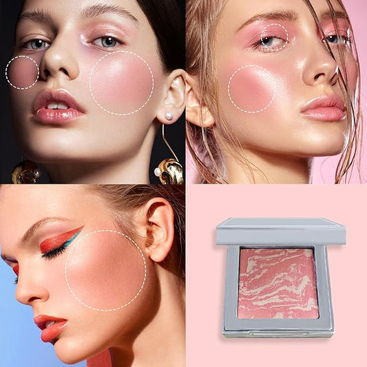 Face Blush Foundation Natural Brightening Silky Moisturizing Sodium Hyaluronate Bakery Crafted Glittering Powder