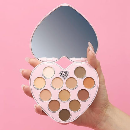 KimChi Chic Spinning Hearts Love Eyeshadow & Pigment Palette - 12 Shades for Soft Glam to Bold Looks, Long Lasting, Blendable, Cruelty Free, Lifetime Partner 0.3oz