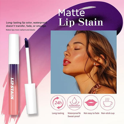 Petansy Peel Off Lip Stain 3 Colors Matte Tattoo Peel Off Lip Liner Set Long-lasting Waterproof Nude Lip Gloss Highly Pigmented Tattoo Lip Tint Stain (red, M)