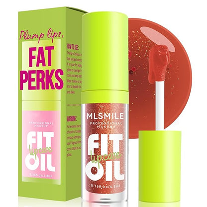 4 Colors Fat Oil Lip Gloss, Lip Oil Lip Glaze Hydrating Lip Glow Oil Big Brush Head Moisturizing Lip Gloss, Shiny Transparent Tinted Plumping Lip Oil Long Lasting Nourishing Non-sticky (06#)