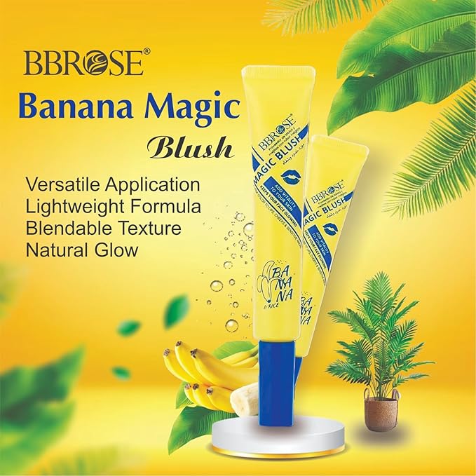 Banana Magic Blush 20ml – Long-Lasting Organic Liquid Blush for Lips & Cheeks, Buildable Vegan Makeup with Hydrating Matte Finish for a Natural Radiant Glow