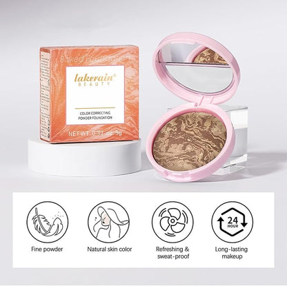 Go Ho Baked Bronzer Powder Makeup,Blush Glow Balance,Color Corrector,Baked Contour Face Brighten,Buildable Bronze Glow,Natural Finish,04 Medium