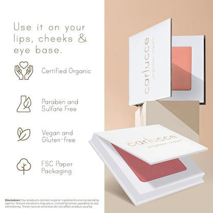 organic, natural, makeup Carlucce Beauty Duo - Umpteen 3-in-1 Cream Color Palette & Hush-Hush Contour Brush - High-Pigment Vegan & Cruelty-Free Makeup - Lips, Cheeks, Eye Base - Made in USA