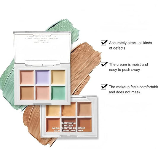 6 Colors Concealer Palette, Colour Correcting Makeup Palette, Long Lasting Smooth Lightweight Concealer And Contour Palette