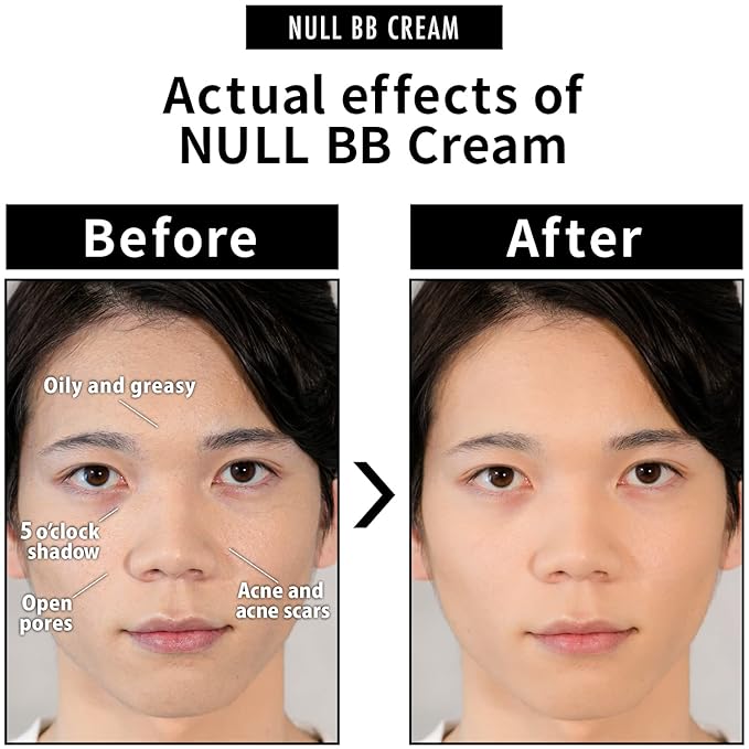 [Matte Finish] NULL mens BB Cream, Mens concealer, Tinted Moisturizer broad spectrum SPF30 PA++, CC cream, Revitalising Nourishing Tone Up Cream, Natural Cover, 0.7oz Made in Japan (Ochre)