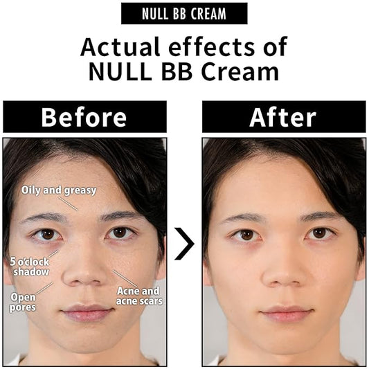 [Matte Finish] NULL mens BB Cream, Mens concealer, Tinted Moisturizer broad spectrum SPF30 PA++, CC cream, Revitalising Nourishing Tone Up Cream, Natural Cover, 0.7oz Made in Japan (Ochre)