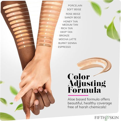 Fifth & Skin: Better’n Ur Skin Liquid Foundation (BURNT SIENNA) - Natural, Organic, Vegan, Cruelty-Free - Gluten-Free Beauty with Buildable Coverage and Palm-Free Luxury - 1 oz