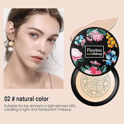 Air Cushion CC Cream Moisturizing Concealer Mushroom Head Brush Waterproof Makeup Foundation Moisture BB Cream for Women Girls (flower)