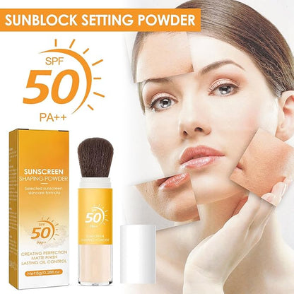Setting Powder Sunscreen Face Powder, SPF 50, Translucent, Mineral Brush Finishing Powder, Oil Control, Spf Powder, Matte Finish Loose Powder Makeup for Women Man Cosmetic Gifts