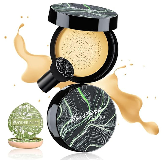 Mushroom Head Air Cushion CC Cream - BB Cream Face Makeup Foundation with Power Puff for Mature Skin Moisturizing Concealer Brighten，Strong Concealer, Waterproof & Oil Control (Buff Beige)
