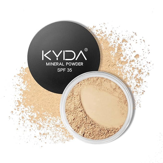 KYDA Mineral Powder Foundation, SPF 35, Lightweight Loose Powder Foundation, Skin-improving Mineral Foundation, Buildable Coverage, Natural Glow Base Makeup, 0.28 oz, Fair Light