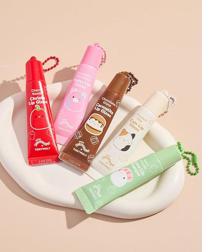 TONYMOLY x Squishmallow Keina Keychain Lip Gloss, Spicey Wasabi Gloss, Sheer Pigmented Glossy Lip Stain, Plumping, Hydrating, Non-Sticky, High Shine Glossy, 11ml