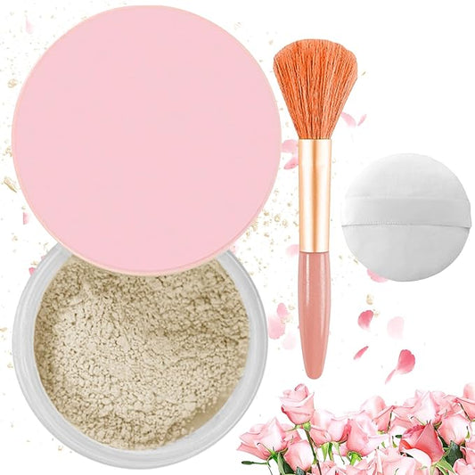 AlluraBeauty Blurring Powder,Blurring Setting Powder,Beauty Blurring Powder, Pink Setting Powder Makeup Waterproof,Pink Powder Loose Setting for All Skin Tones (White, A)