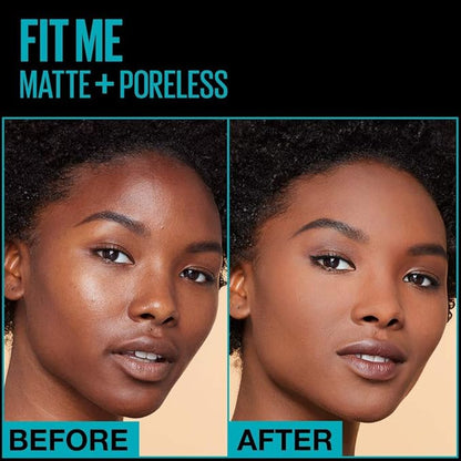 Maybelline Fit Me Matte + Poreless Liquid Foundation Makeup, Latte, 1 fl; oz; Oil-Free Foundation (Pack of 3)