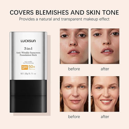 3 In 1-Foundation Stick, Flawless Eraser Foundation Stick With Brush, SPF 50++++ Multi-Use Makeup Lightweight, Moisturizing Double (Moderate)