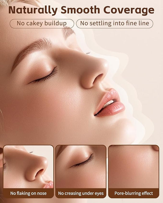 Foundation Stick Makeup with Brush Medium Coverage, Foundation Stick Smooth Long Lasting, Portable Face Eraser Base Make Up Lightweight for Dry and Combination Skin - Natural