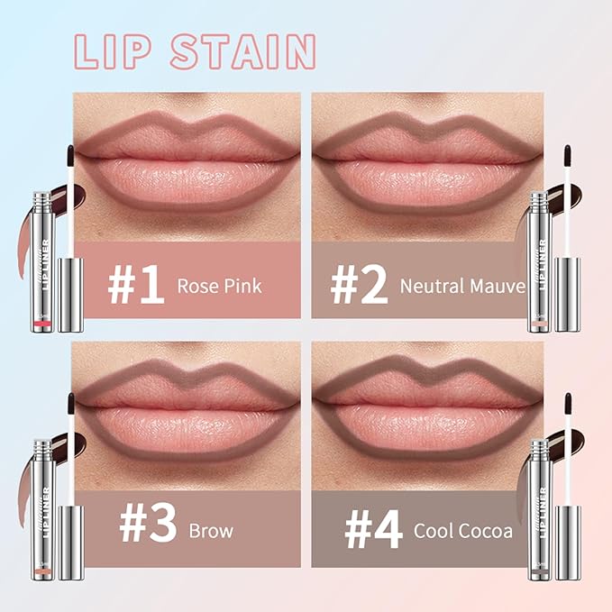 Peel Off Lip Liner Stain - Long-Lasting, Smudge-Proof, Waterproof Nude Matte Lip Tint, Non-Fading Peel Off Lip Color, Effortless Precision & Full Coverage, Vegan & Cruelty-Free, #1 Rose Pink
