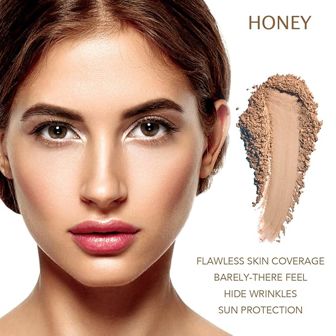 Bellaterra Cosmetics Mineral Powder Foundation | Long-Lasting All-Day Wear | Buildable Sheer to Full Coverage – Matte | Sensitive Skin Approved | Natural SPF 15 (Honey) 9 grams
