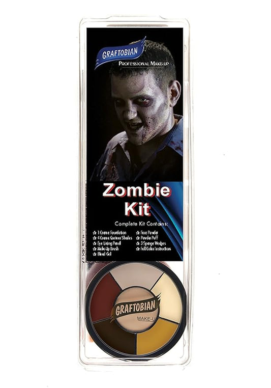 Graftobian Zombie Makeup Kit - Complete 13 piece Halloween Kit with Full Color Instructions