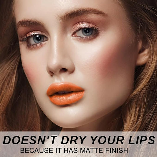 Matte Bullet Long Wear Lipstick - Vegan and Cruelty-Free - Smudge and Waterproof Matte Lipstick with Moisturizing Formula - All Day Comfort - (Tangerine Dream #14)