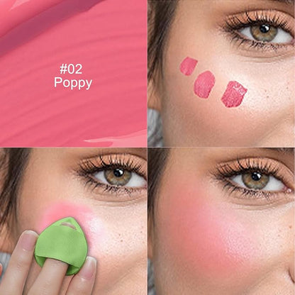 Erinde Liquid Blush for Cheeks, Soft Cream Blush Makeup, Natural-Looking Matte Finish, Lightweight, Long-Wearing, Vegan & Cruelty-Free, 02