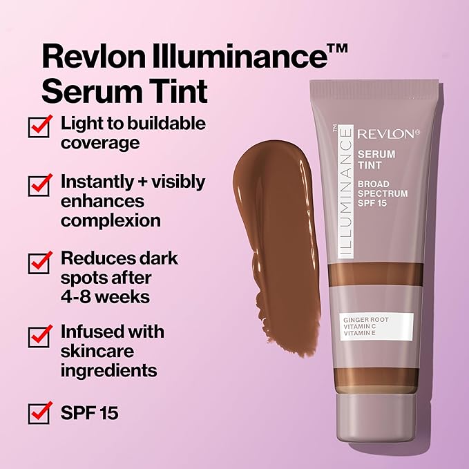 Revlon Illuminance Tinted Serum, Triple Hyaluronic Acid, Evens Out Skin Tone Over Time and Hydrates All Day, SPF 15, 313 Light Tan, 0.94 fl oz.