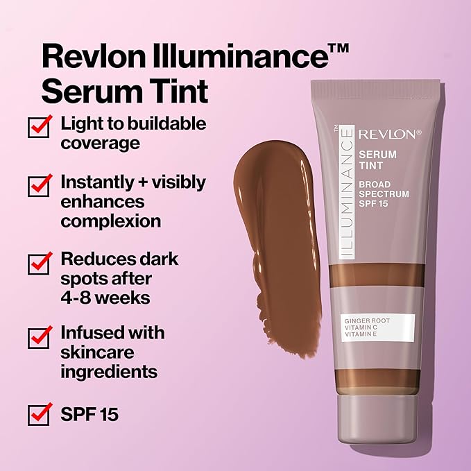Revlon Illuminance Tinted Serum, Triple Hyaluronic Acid, Evens Out Skin Tone Over Time and Hydrates All Day, SPF 15, 213 Light Natural, 0.94 fl oz.