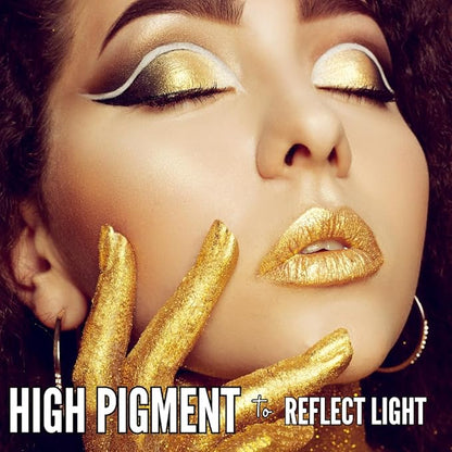 Mynena Golden Loose Powder Highlighter – Vegan Paraben-Free Face & Body Luminizer | Ultra-Fine Shimmer for Radiant Glow | Buildable Festival Makeup | Wet or Dry Application | Cruelty-Free - Gold