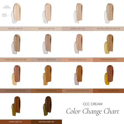 CLE Cosmetics CCC Cream (Warm Medium Deep 401 / SPF 50) - Color Correcting With Lightweight, Hydrating, Light to Medium Coverage Foundation - BB & CC Hybrid - 1 fl oz