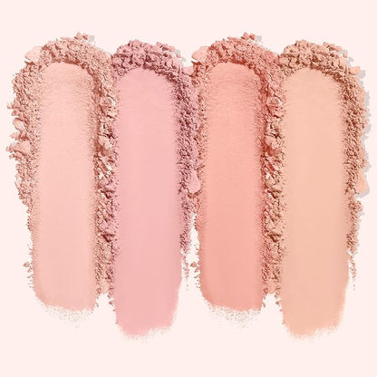 4 Colors Cream Blush Palette, Face Powder for Cheeks, Matte Pink Palette With Brush, Highlighter Eyeshadow Makeup Palette