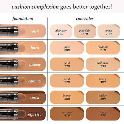 Julep Cushion Complexion Medium Coverage Foundation - Espresso | Covers, Brightens & Evens Skin Tone | On-The-Go Cushion Applicator | Hyaluronic Acid, Vitamin B5 & E