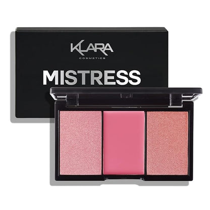 Klara Cosmetics Contour Bronze Blush and Highlight Palette - Makeup Palette with Matte and Shimmer - Face Makeup Palette - Mistress - 0.35 oz